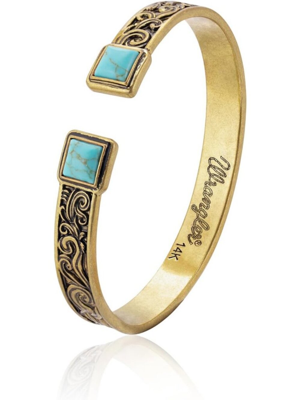 Turquoise Floral Cuff Bracelet - Carved Western Jewelry for Women, Boho Chic